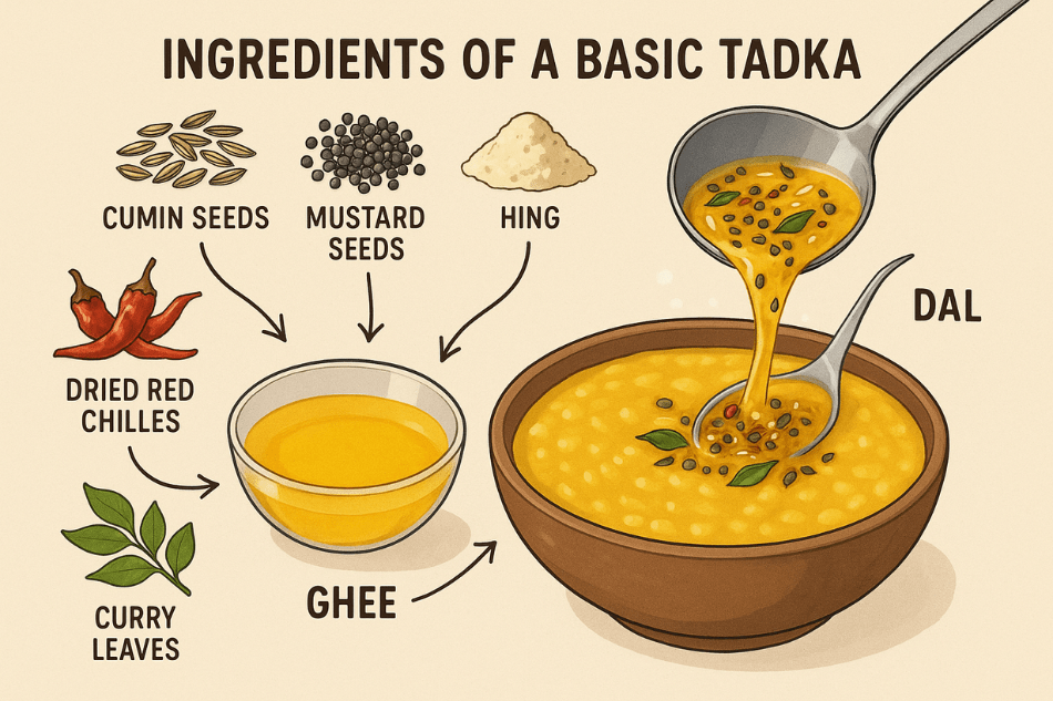 Spices like cumin, mustard seeds, and curry leaves used in tadka to show why every Indian dish starts with it Spices like cumin, mustard seeds, and curry leaves used in tadka to show why every Indian dish starts with it